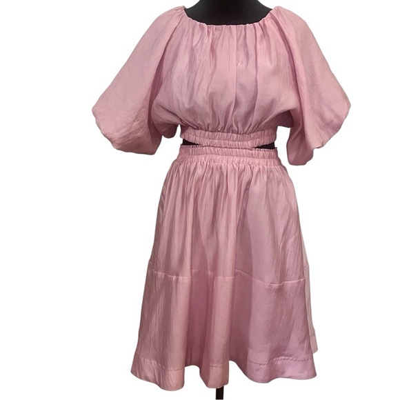 Kourt Dresses & Skirts - Kourt Pink Puff Sleeve Coquette Faux Two-Piece Dress - Tencel Blend, Size M